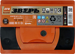 АКБ ЗВЕРЬ EFB 6ст-62 (о.п.) 640А 242*175*175 низк.