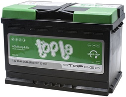 АКБ TOPLA AGM Stop&Go 6ст-70 (о.п.) 760А 278*175*190 (L3 AGM ED)