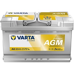 АКБ VARTA Dynamic AGM 6ст-80 (о.п.) 800А 315*175*190 (A6) 580 901 080