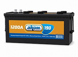 АКБ AKOM 6ст-190 (о.п.) 1200А 513*224*220 кр. плоская конус