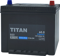 АКБ TITAN Classic Asia 6ст-60 (о.п.) 510А 230*175*221 (D23)