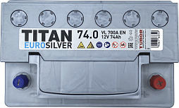 АКБ TITAN Euro Silver 6ст-74 (о.п.) 700А 278*175*175 низк.